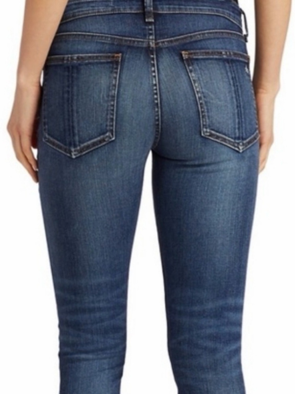 Rag & Bone Cate Mid-Rise Skinny Jeans Raw Hem Size 28 Medium Wash